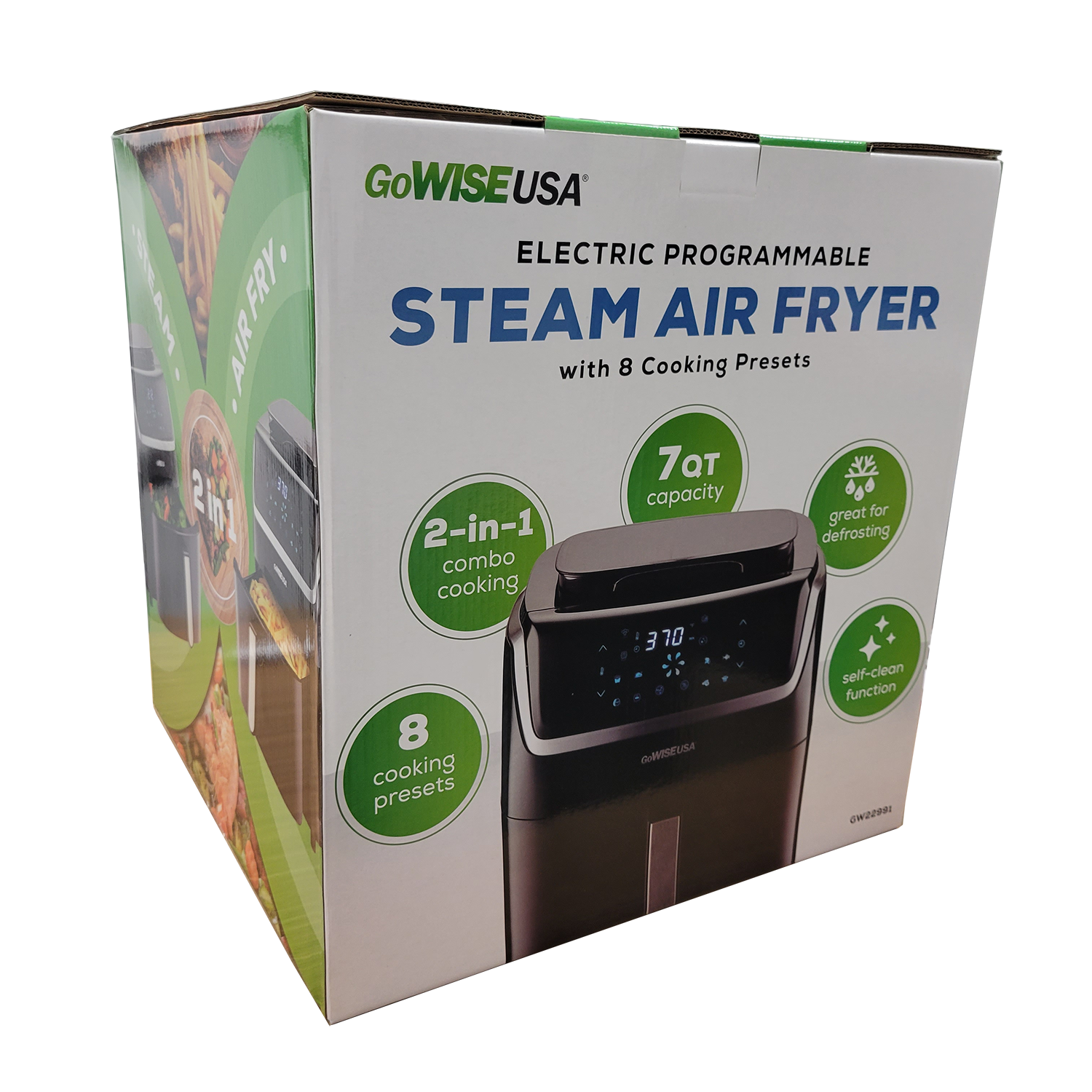 GoWISE USA 7 qt. Black Steam Air Fryer, FOB KS