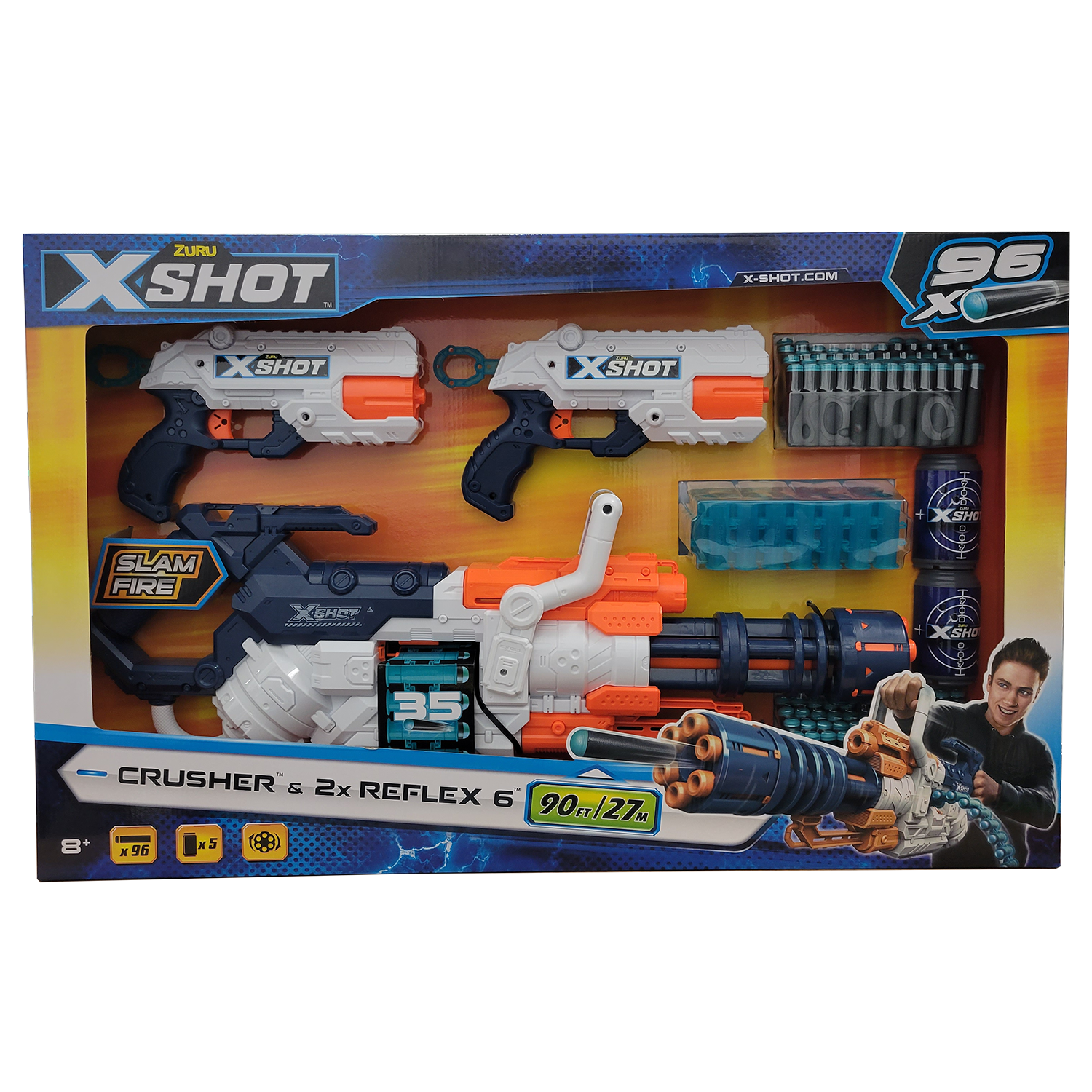 ZURU X-SHOT-EXCEL Combo Pack Crusher and 2 Reflex 6