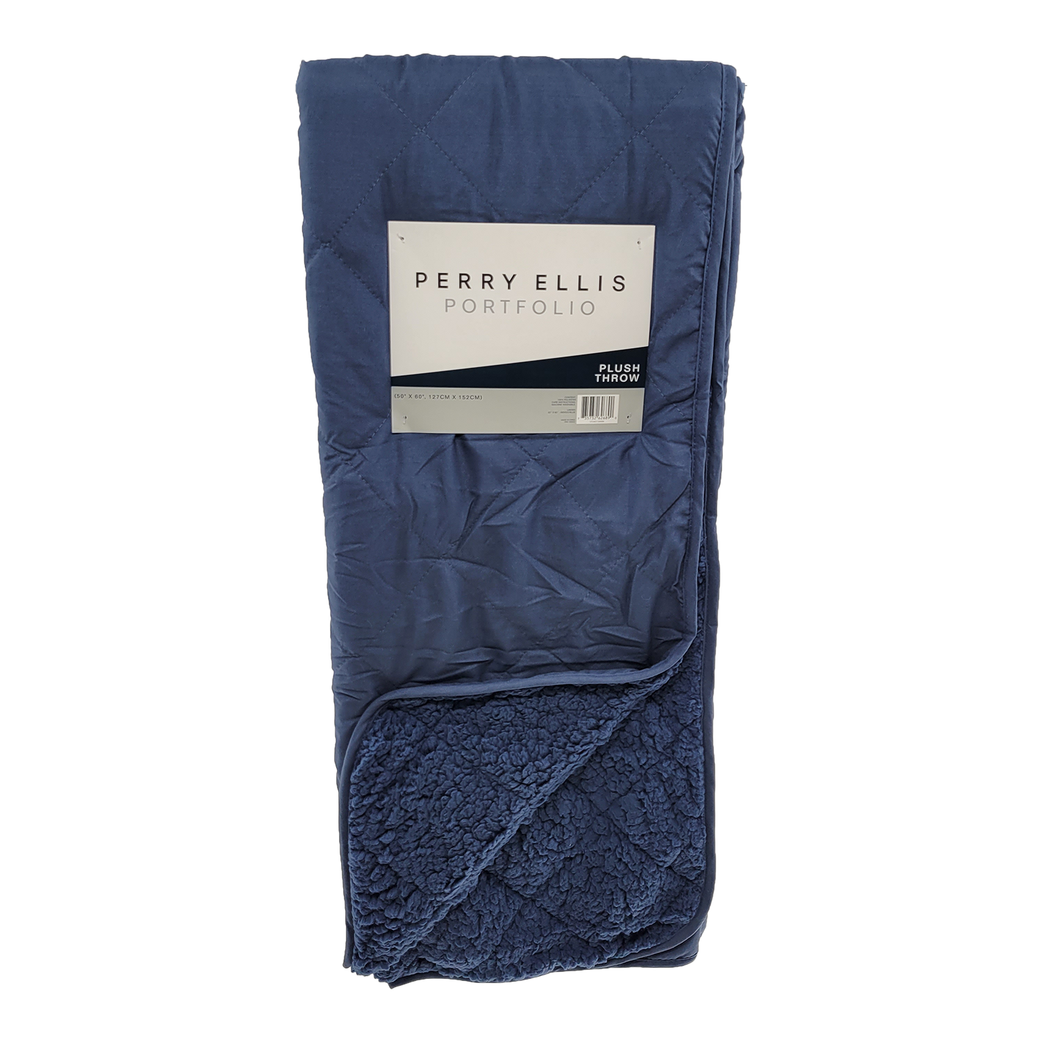 Perry Ellis Portfolio Linden Quilted Sherpa Plush Throw, FOB KS