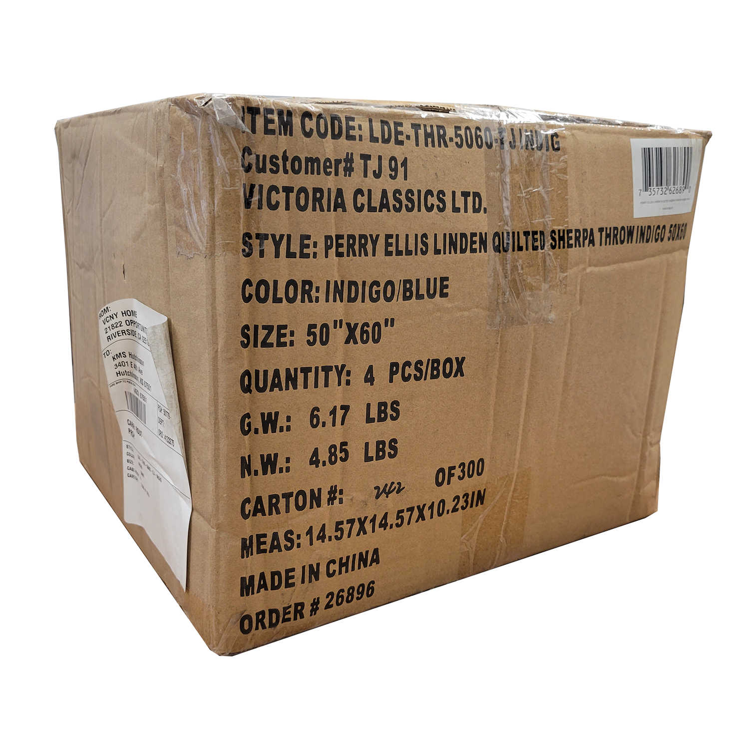 Perry Ellis Portfolio Linden Quilted Sherpa Plush Throw, FOB KS