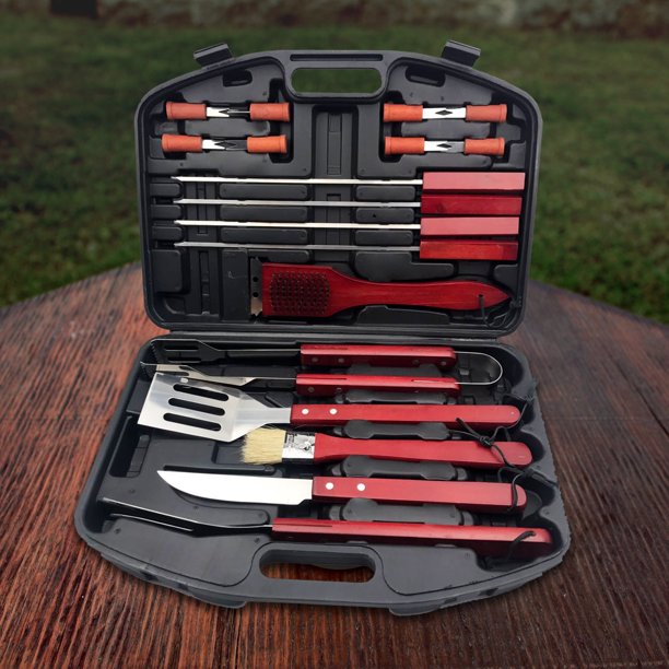 Aleko Stainless Steel BBQ Grilling Accessories Tool Set with Storage Case - 18 Piece, FOB KS