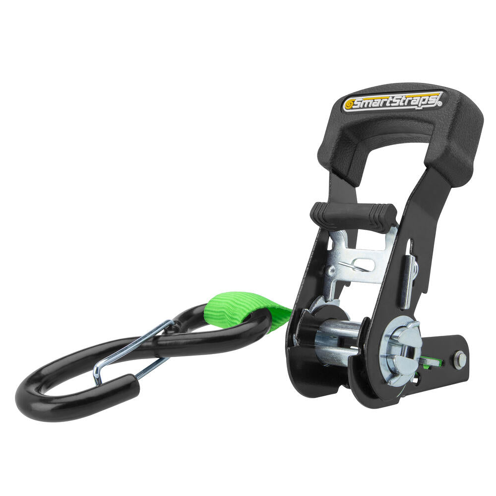 SmartStraps 1 x 10' Green Padded D-Handle Ratchet Strap Tie Down w/Gated Hook - 2 Pack