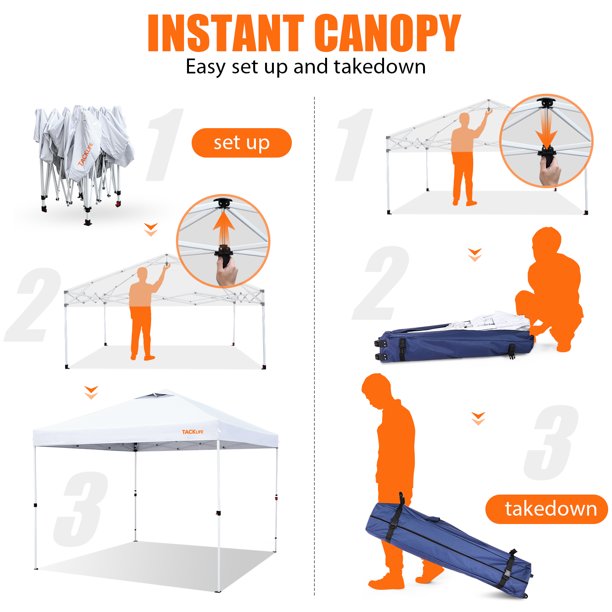 TACKLIFE 10'x10' Pop-Up Canopy Tent with Sidewalls, FOB KS