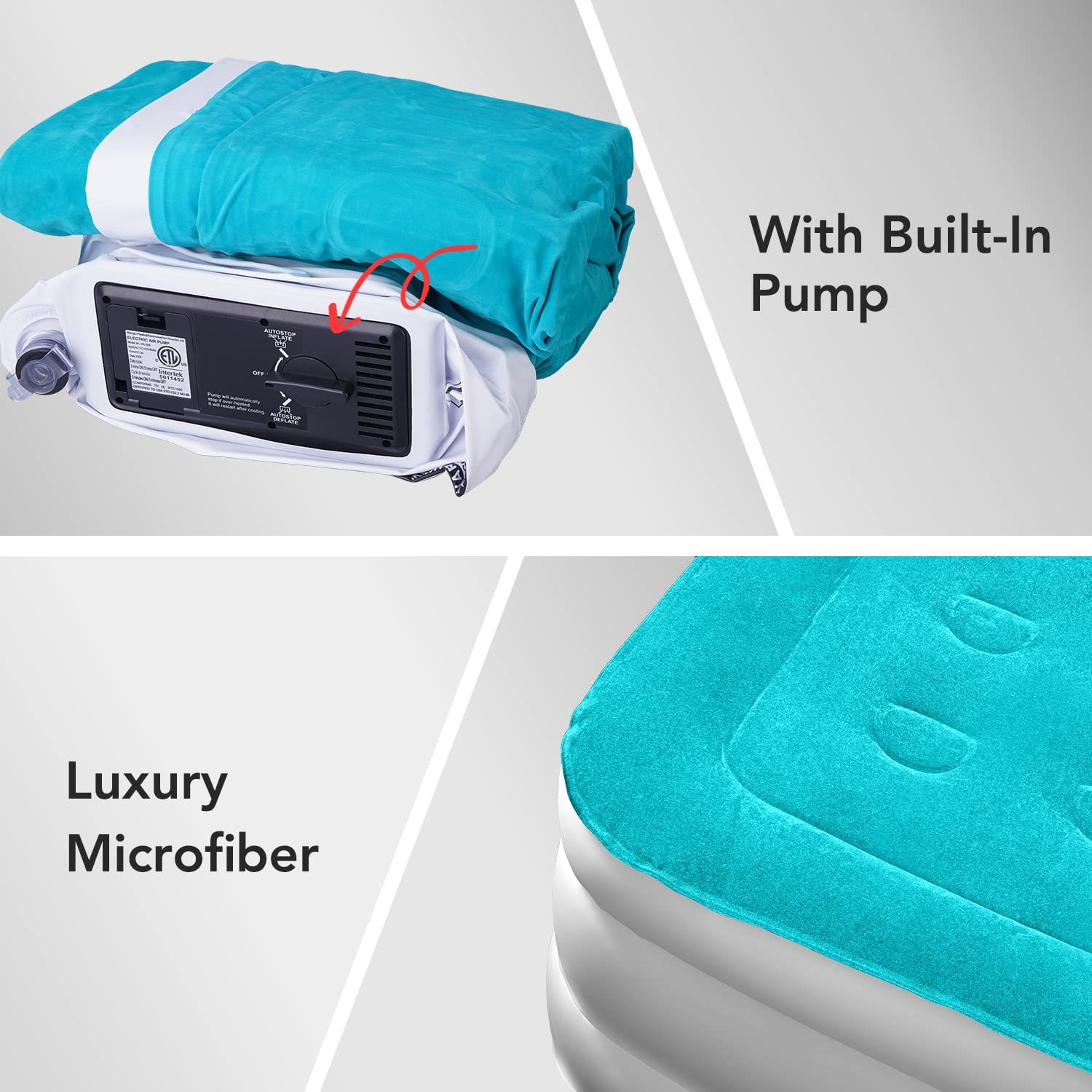 HOUSE DAY Twin Air Mattress with Built- Raised Electric Airbed with Built in Pump Fast Inflation Carry Bag Highest End Blow Up Bed, Inflatable Air Mattresses for Home Travel Twin Matress 74x39x18