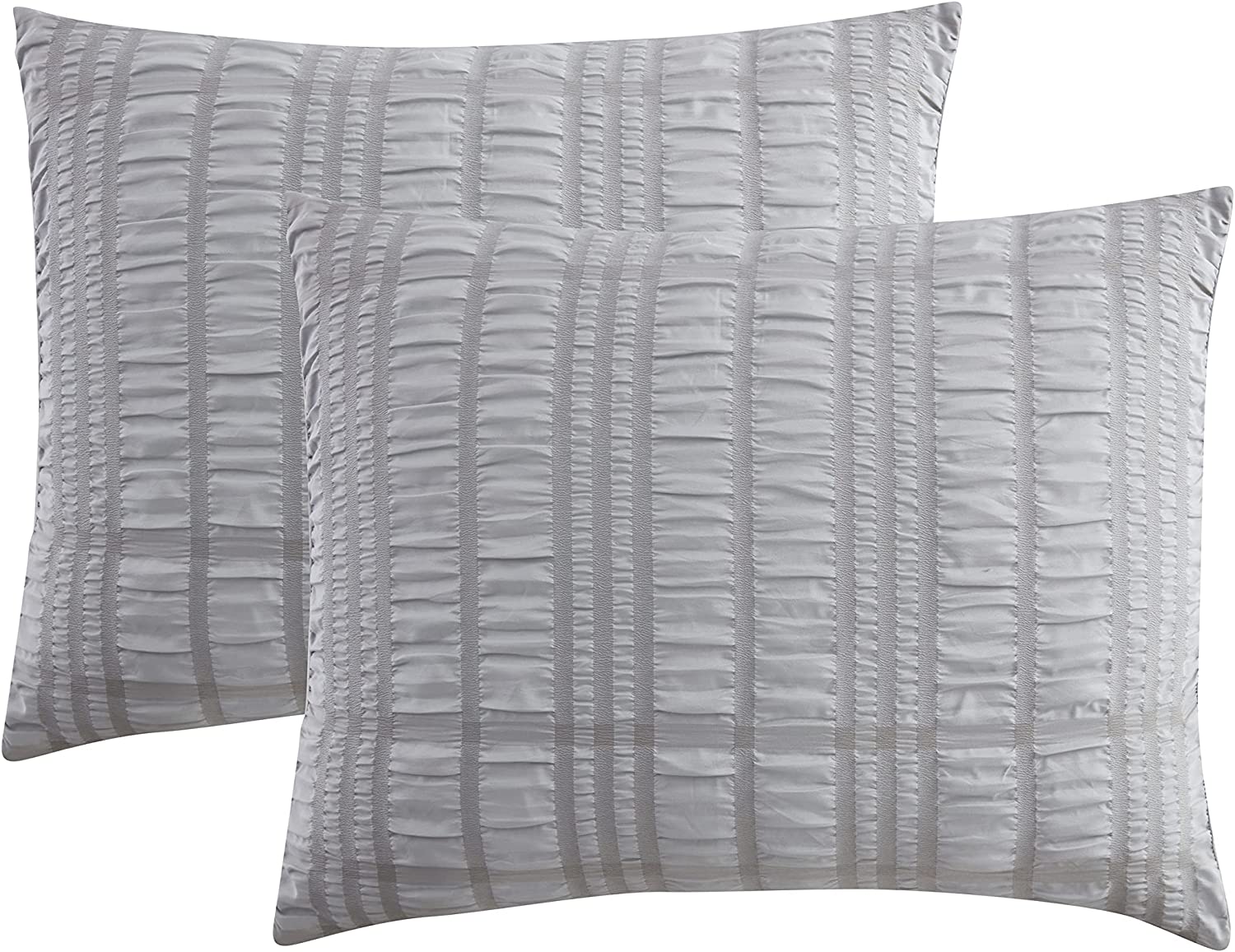 Refinery29 | Hayden Collection | Woven Seersucker Plaid Comforter Set, Full/Queen, 3 Pieces, Grey