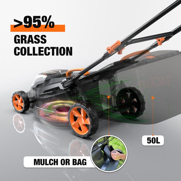 TACKLIFE 40V MAX 4.0Ah 16in Cordless Lawn Mower with Copper Brushless Motor, FOB KS