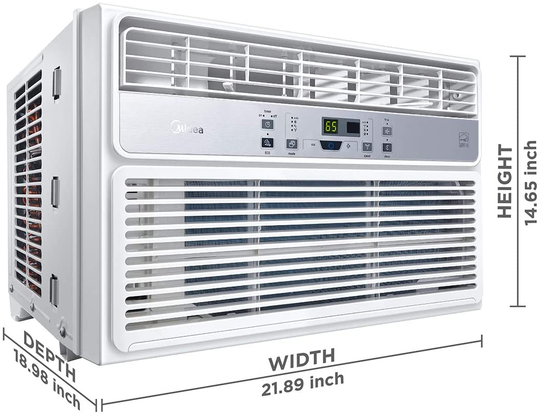MIDEA EasyCool Window Air Conditioner - Cooling, Dehumidifier, Fan with remote control - 10,000 BTU, Rooms up to 450 Sq. Ft. (MAW10R1BWT Model)