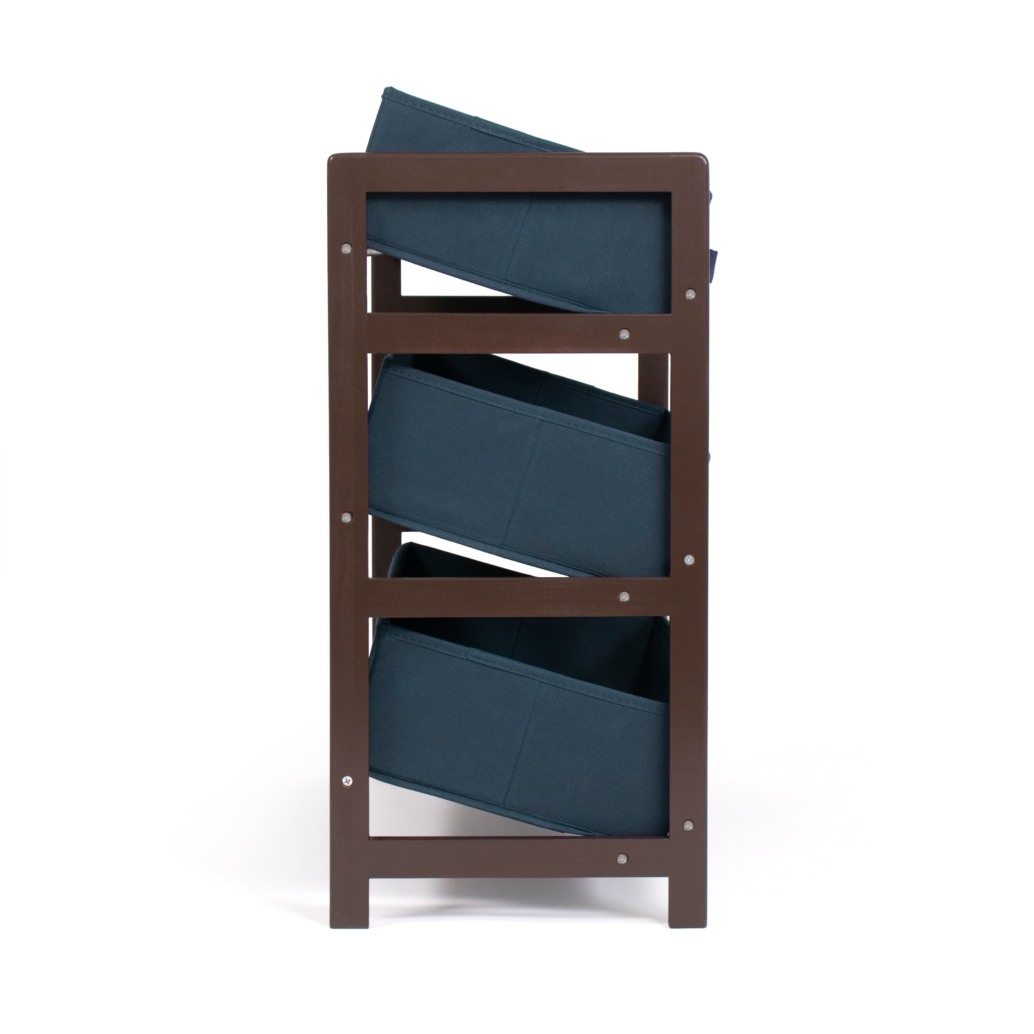 Humble Crew Oslo Compact Fabric Bin Organizer, 3 Small Bins & 2 Large Bins, Dark Pine & Grey or Dark Pine & Navy
