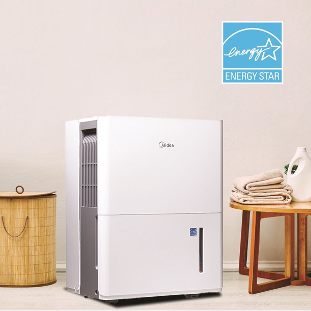 Midea EnergyStar 22-Pint Smart Dehumidifer, White, Factory Refurbished, FOB KS