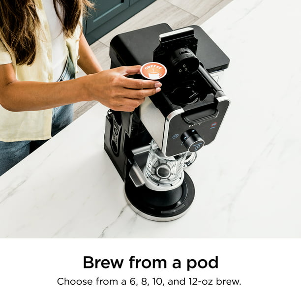 Ninja® DualBrew Specialty Coffee System, Single-Serve, K-Cup Pod Compatible, 12-Cup Drip Coffee Maker, Glass Carafe, Factory Refurbished, FOB KS