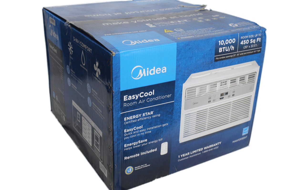 MIDEA EasyCool Window Air Conditioner - Cooling, Dehumidifier, Fan with remote control - 10,000 BTU, Rooms up to 450 Sq. Ft. (MAW10R1BWT Model)