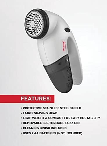 Sunbeam S-15 Travel Clothes Fabric Shaver Lint and Pill Remover, White, FOB KS
