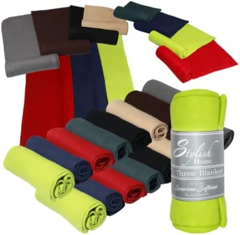 Stylish Home Lightweight Throw Bulk Soft Fleece Throw Blanket 50 X 60, Assorted Colors