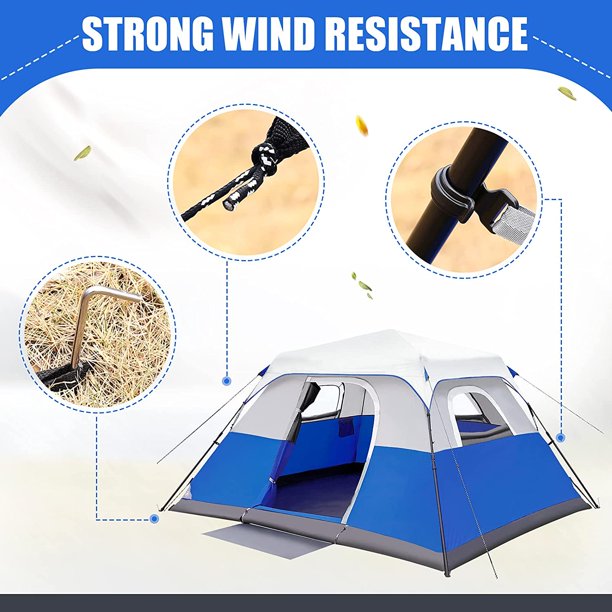 REYLEO Camping Tent, 6 Person Instant Cabin Tent, Easy Setup in 60 Seconds, Ventilated Windows, FOB KS