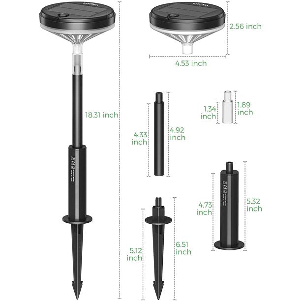 Litom Solar Pathway Lights, 4 Pack, FOB KS