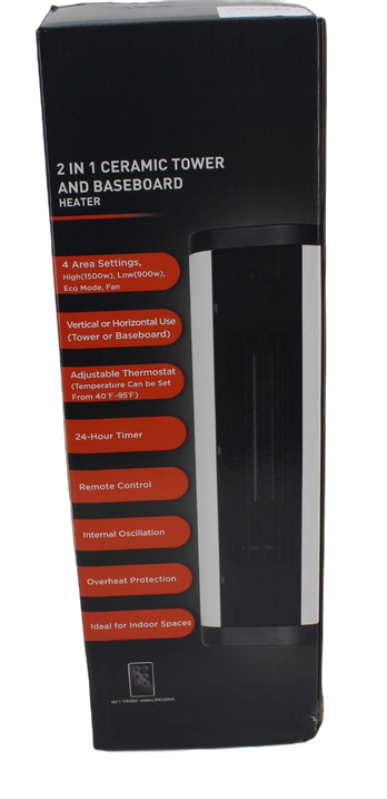 PELONIS Portable 1500W Vertical and Horizontal Ceramic Tower Space Heater, Internal Oscillation, with Remote Control, Programmable Thermostat & 24H Timer and Overheating Protection, White
