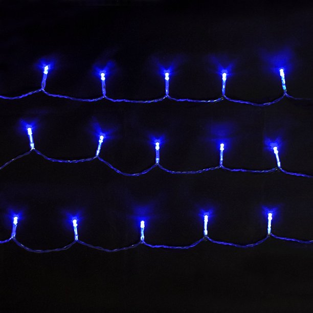 Aleko Solar-Powered 50-Bulb LED Light String, Blue, FOB KS