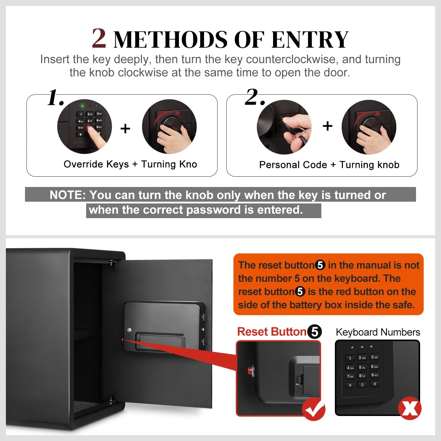 WINCENT Home Security Safe with Programmable Keypad Steel Safe Lock Box with Alarm System & Emergency Key for Office Home Hotel Gun Passport Money Valuables 1.5 Cubic Feet