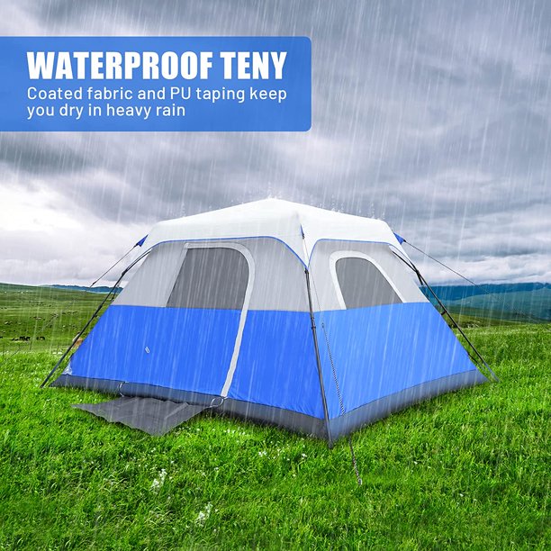 REYLEO Camping Tent, 6 Person Instant Cabin Tent, Easy Setup in 60 Seconds, Ventilated Windows, FOB KS