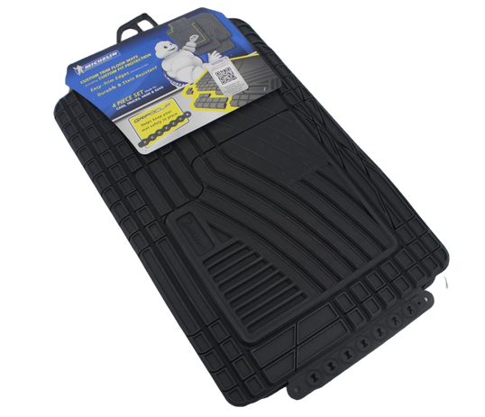 Michelin 19x34 4pc Shape Fit Rubber Floormat Set Black