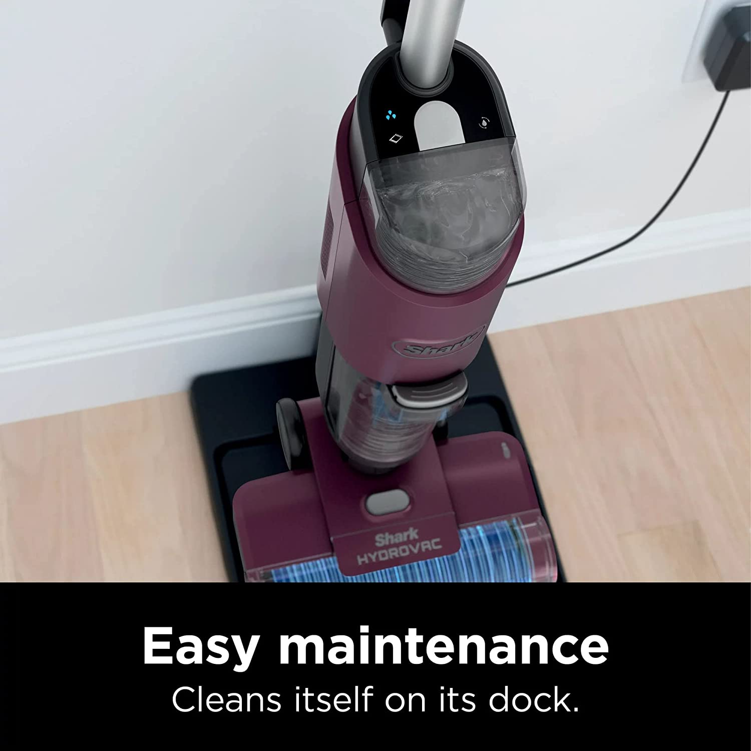 Shark WD100 HydroVac 3-in-1 Vacuum, Mop & Self-Cleaning Corded System w/Brushroll*, Perfect for Hardwood, Tile, Marble, Laminate & Area Rugs, 1 cleaning solution included (Renewed)