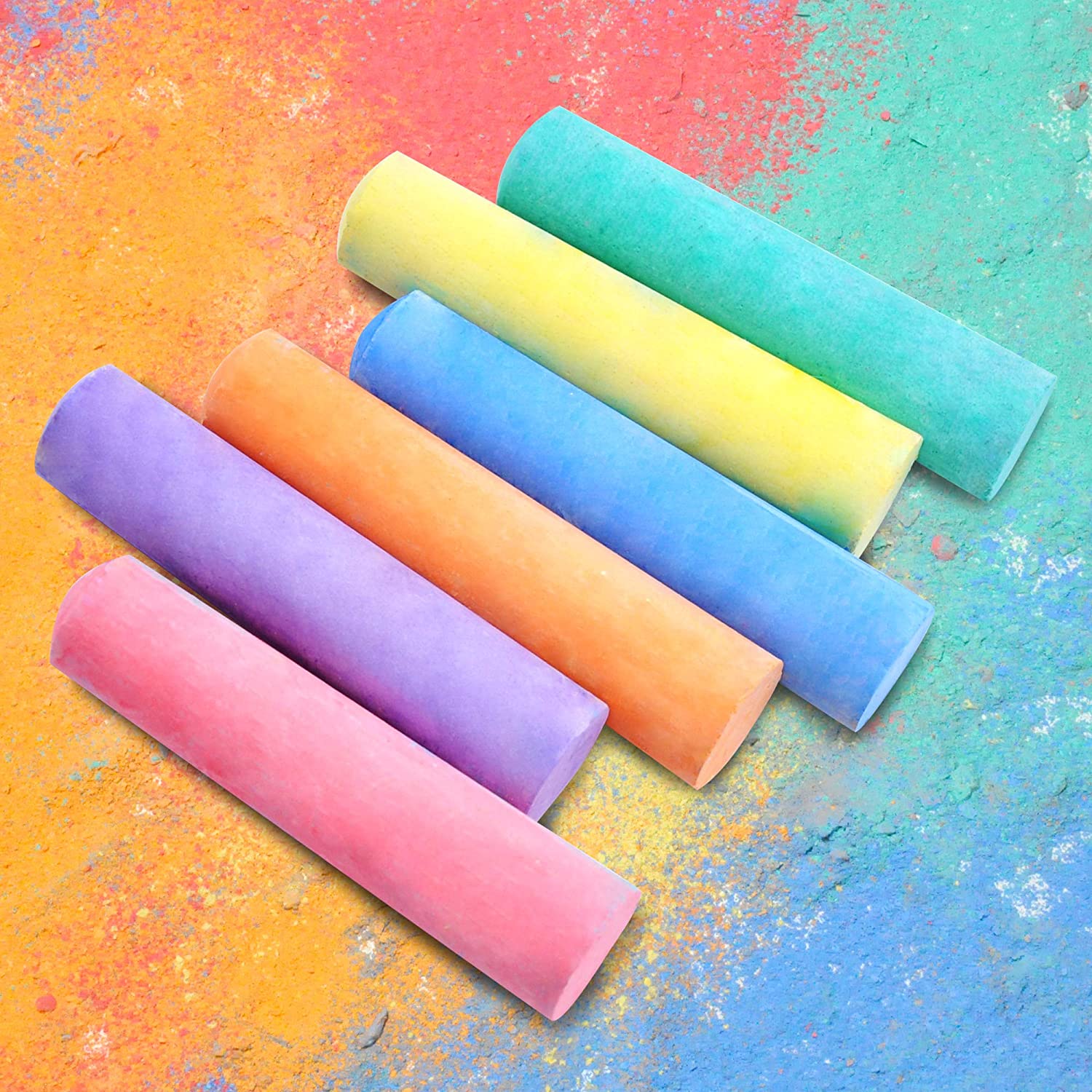 JOYIN 48 PCS Washable Sidewalk Chalk Play Set for Kids, Rounded Non-Toxic Jumbo Chalk Art Set for Outdoor Art Play, Painting on Chalkboard, Blackboard and Playground