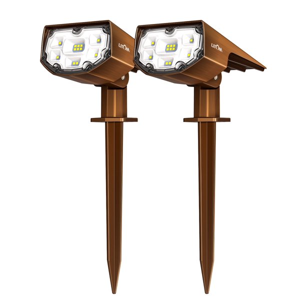 LITOM 12 LED Solar Landscape Spotlights, Bronze, 2 Pack, FOB KS