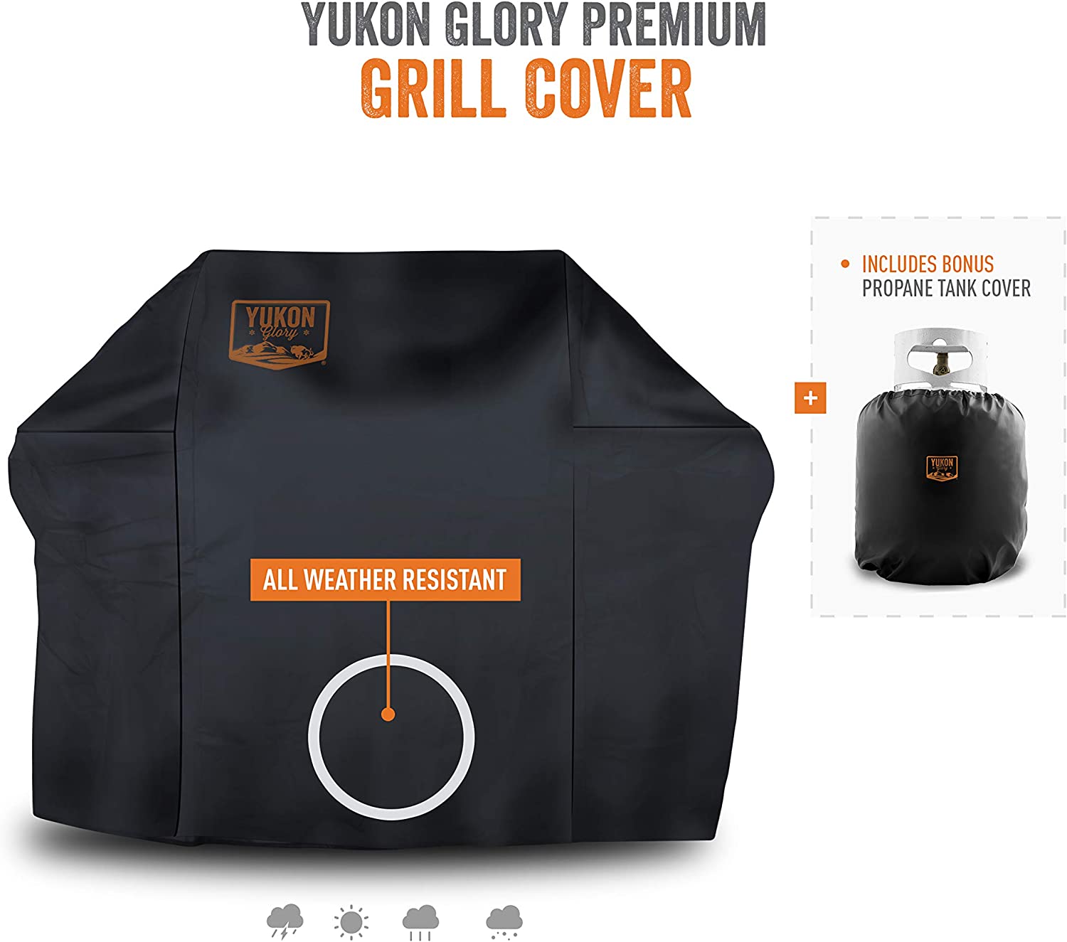 Yukon Glory 503 Premium Grill Cover for Char-Broil 2 Burner Gas Grills for Year Round Protection, Includes Bonus Propane Tank Protective Cover