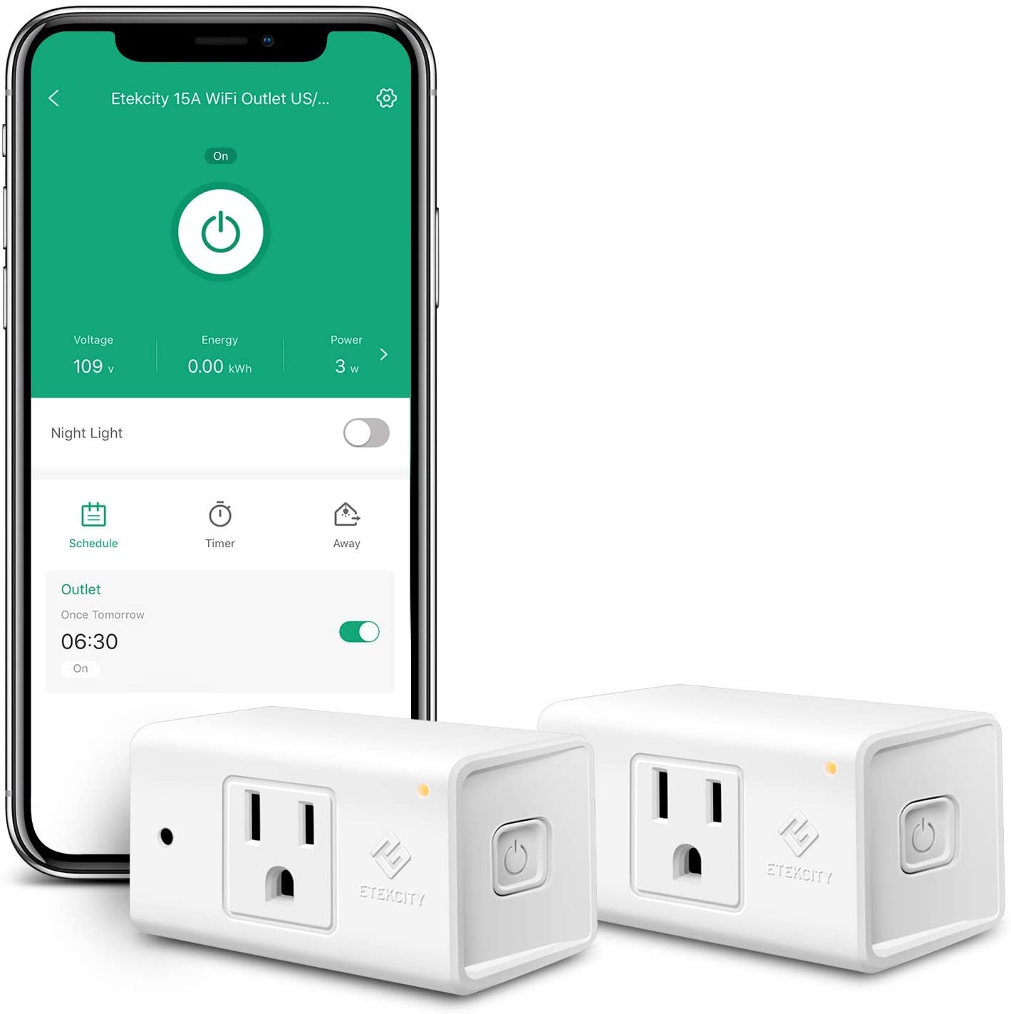 Etekcity WiFi Energy Monitoring Smart Plug (2-Pack), FOB KS