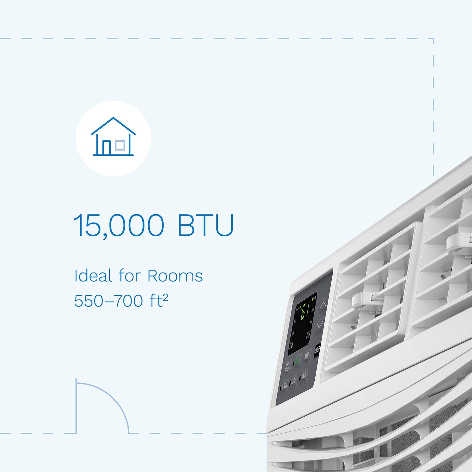 hOmeLabs 15,000 BTU Window Air Conditioner - Energy Star Certified AC Unit with Digital Thermostat and Easy-to-Use Remote Control, FOB KS