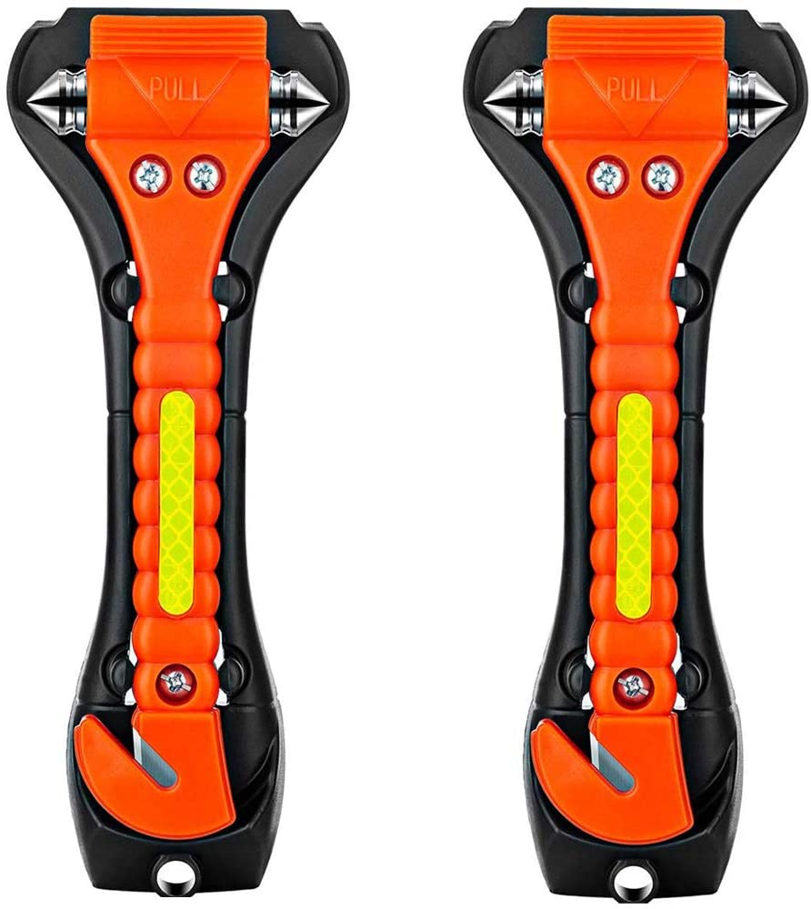 VT Tele FL Car Safety Hammer, Emergency Escape Tool with Car Window Breaker and Seat Belt Cutter, Premium Carbon Steel Life Saving Survival Kit, 2 and 4 Packs, FOB KS