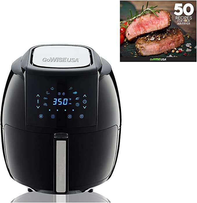GoWISE USA 1700-Watt 5.8-QT 8-in-1 Digital Air Fryer with Recipe Book, FOB KS