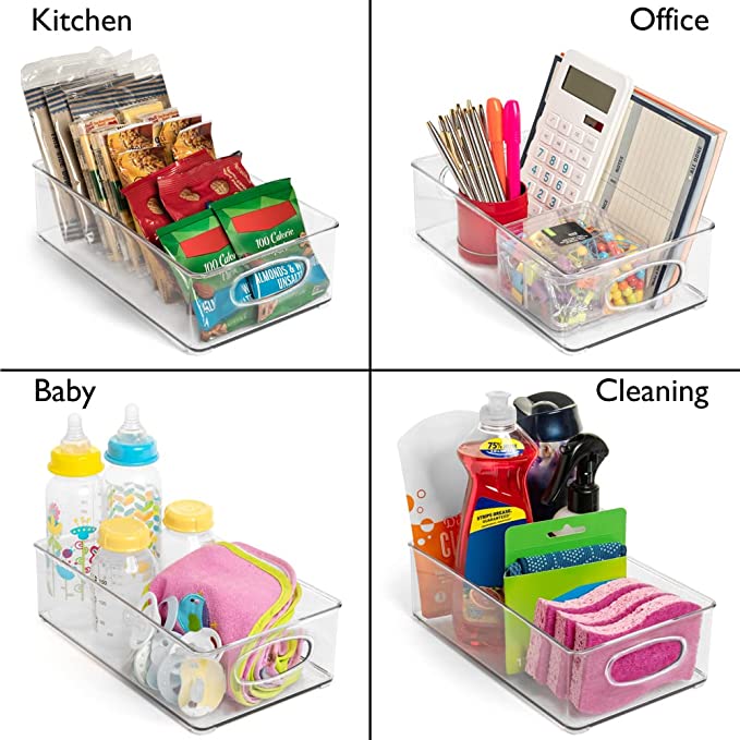 ClearSpace Plastic Pantry Organization and Storage Bins, 4 Pack, FOB KS
