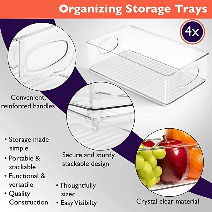 ClearSpace Plastic Pantry Organization and Storage Bins, 4 Pack, FOB KS
