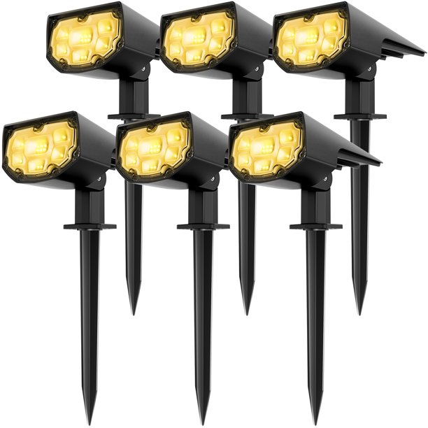 LITOM IP67 Waterproof Solar Outdoor Spot Lights Wireless Solar Wall Lights for Yard Garden 6 Pack Warm White, FOB KS