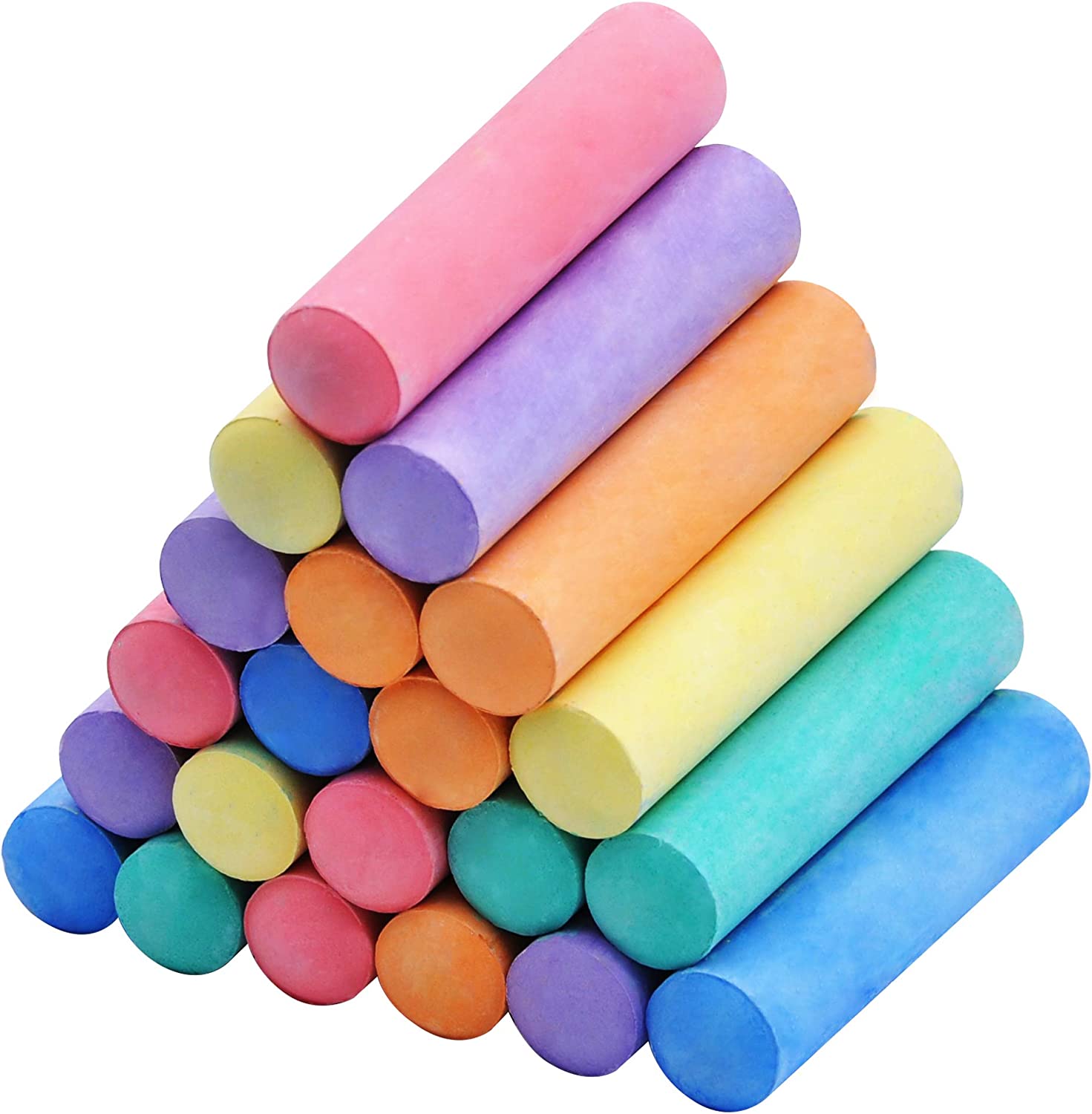 JOYIN 48 PCS Washable Sidewalk Chalk Play Set for Kids, Rounded Non-Toxic Jumbo Chalk Art Set for Outdoor Art Play, Painting on Chalkboard, Blackboard and Playground