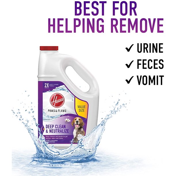 Hoover Paws & Claws Deep Cleaning Carpet Shampoo, Concentrated Machine Cleaner Solution for Pets, 128oz Formula, White, FOB KS