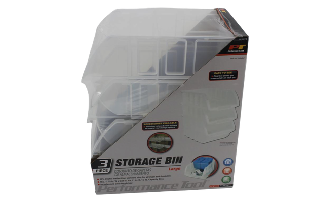 Performance Tool W5174 Clear Plastic Multipurpose Parts Bin for Toys/Parts/Legos/Sewing & More (Large Stacking)