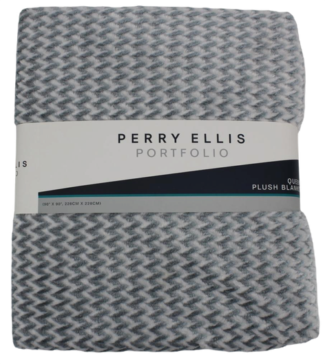 Perry Ellis Portfolio Gray Enzo Chevron Jacquard Queen Blanket