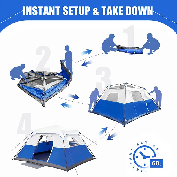 REYLEO Camping Tent, 6 Person Instant Cabin Tent, Easy Setup in 60 Seconds, Ventilated Windows, FOB KS