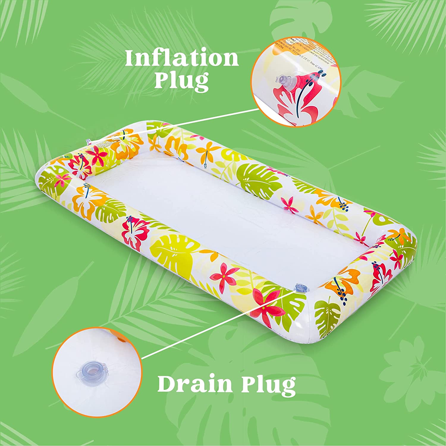 JOYIN 2 Pack Inflatable Serving Bars with Drain Plug, Tropical Inflatable Cooler Ice Buffet Salad Serving Trays Drink Holder for Indoor Outdoor Beach Luau Party, Picnic, and Pool Party, Yellow