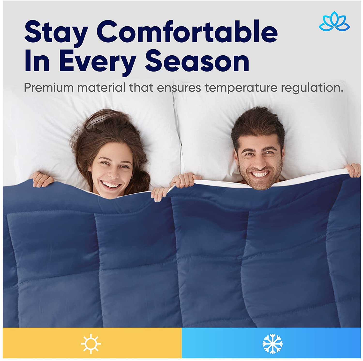 Equinox All-Season Queen Size Navy Blue/Charcoal Grey Quilted Comforter, FOB KS