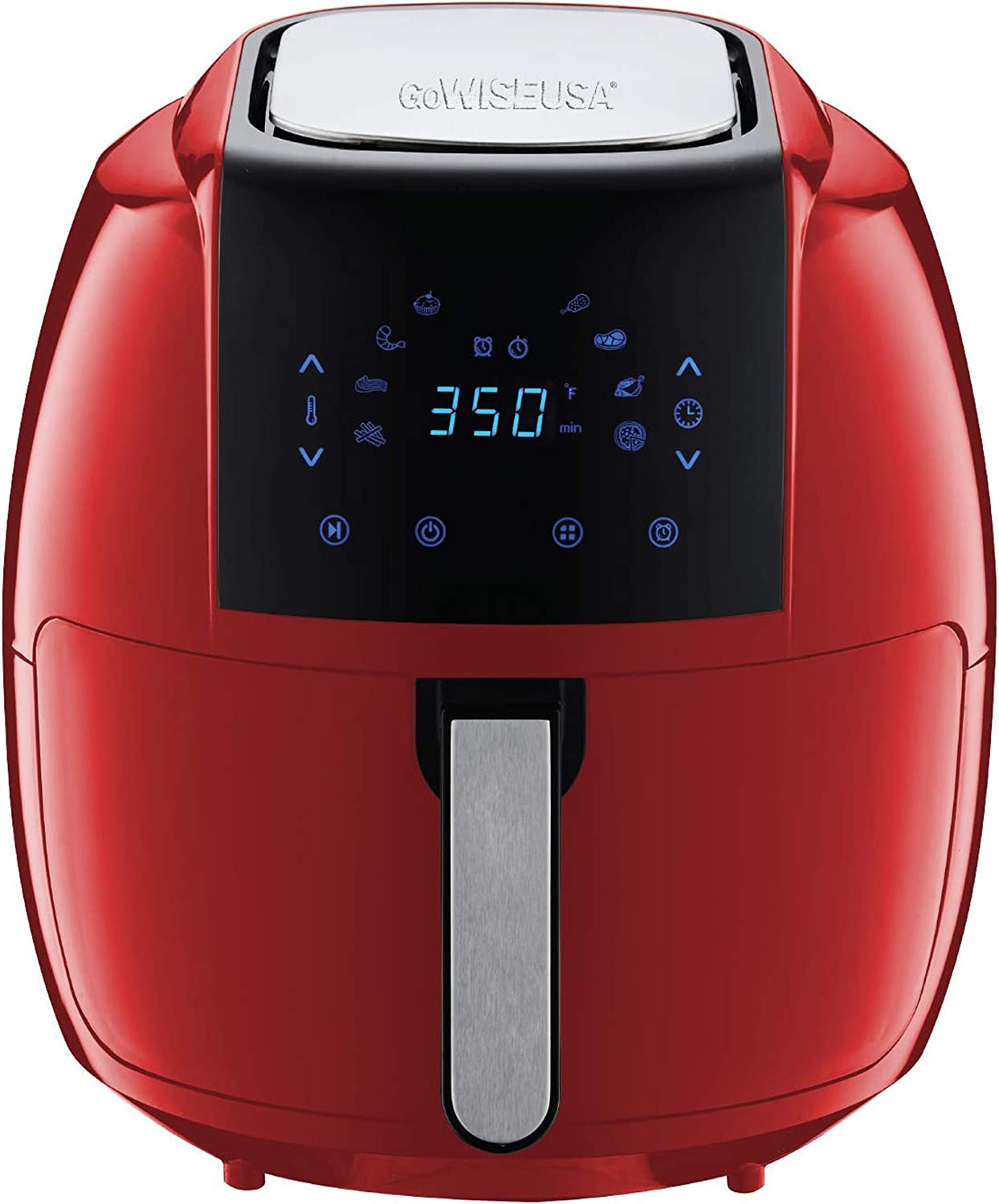 GoWISE USA 7-Quart 8-in-1 Digital Air Fryer with Recipe Book, 7.0-Qt, Red, FOB KS