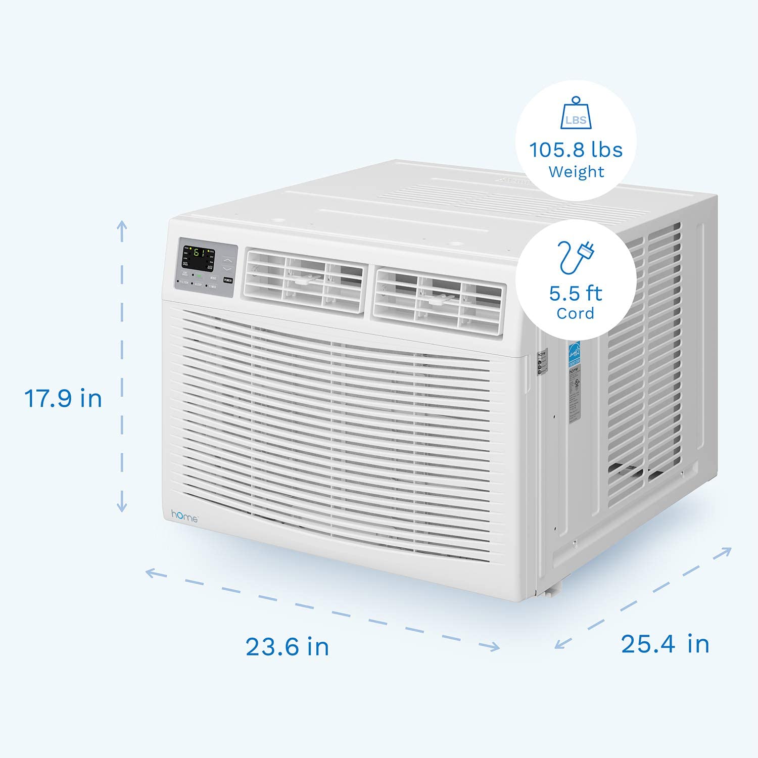 hOmeLabs 15,000 BTU Window Air Conditioner - Energy Star Certified AC Unit with Digital Thermostat and Easy-to-Use Remote Control, FOB KS