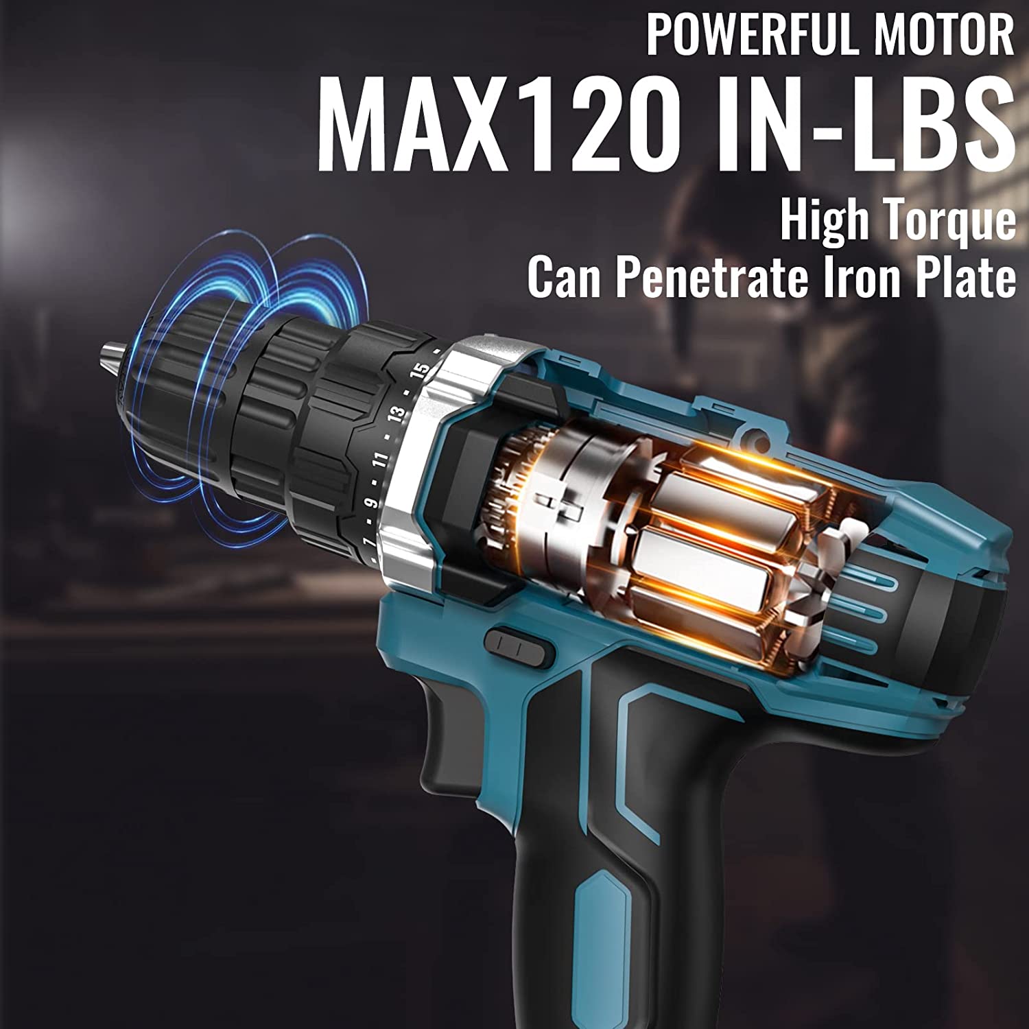 Wesco 20V Power Cordless Drill with Variable Speed, LED Light