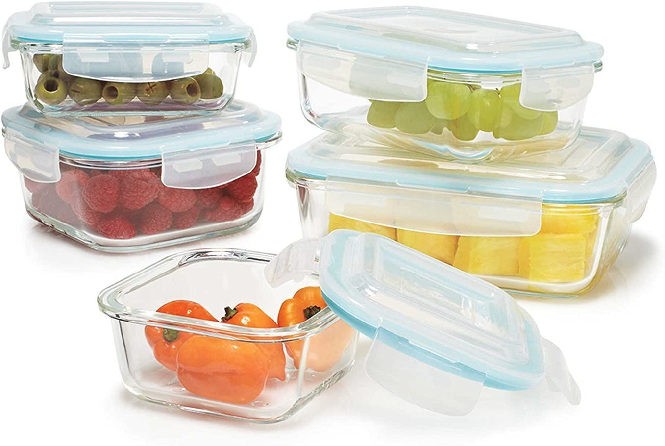 Graphyte 10 Pc Glass Food Storage Container Set with Locking Lids, FOB KS
