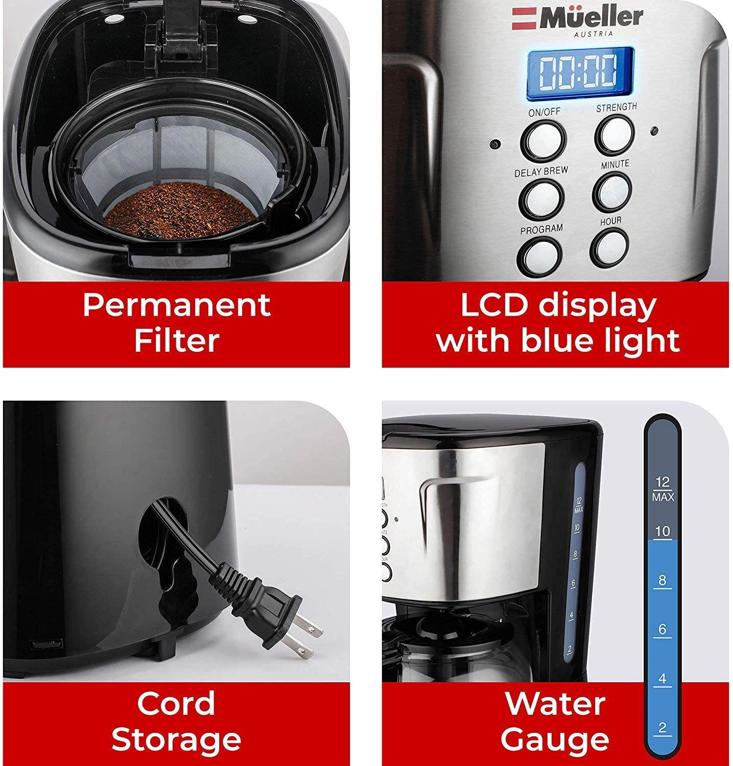 Mueller Ultra Coffee Maker, 12-Cup, FOB CA