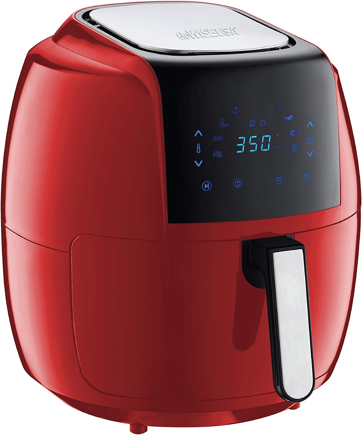 GoWISE USA 7-Quart 8-in-1 Digital Air Fryer with Recipe Book, 7.0-Qt, Red, FOB KS