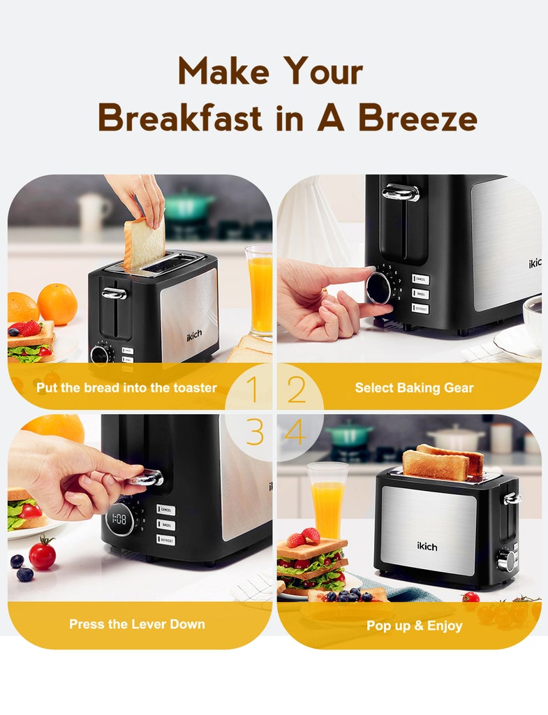 IKICH 2-Slice Toaster, 9 Settings with LCD screen, FOB KS