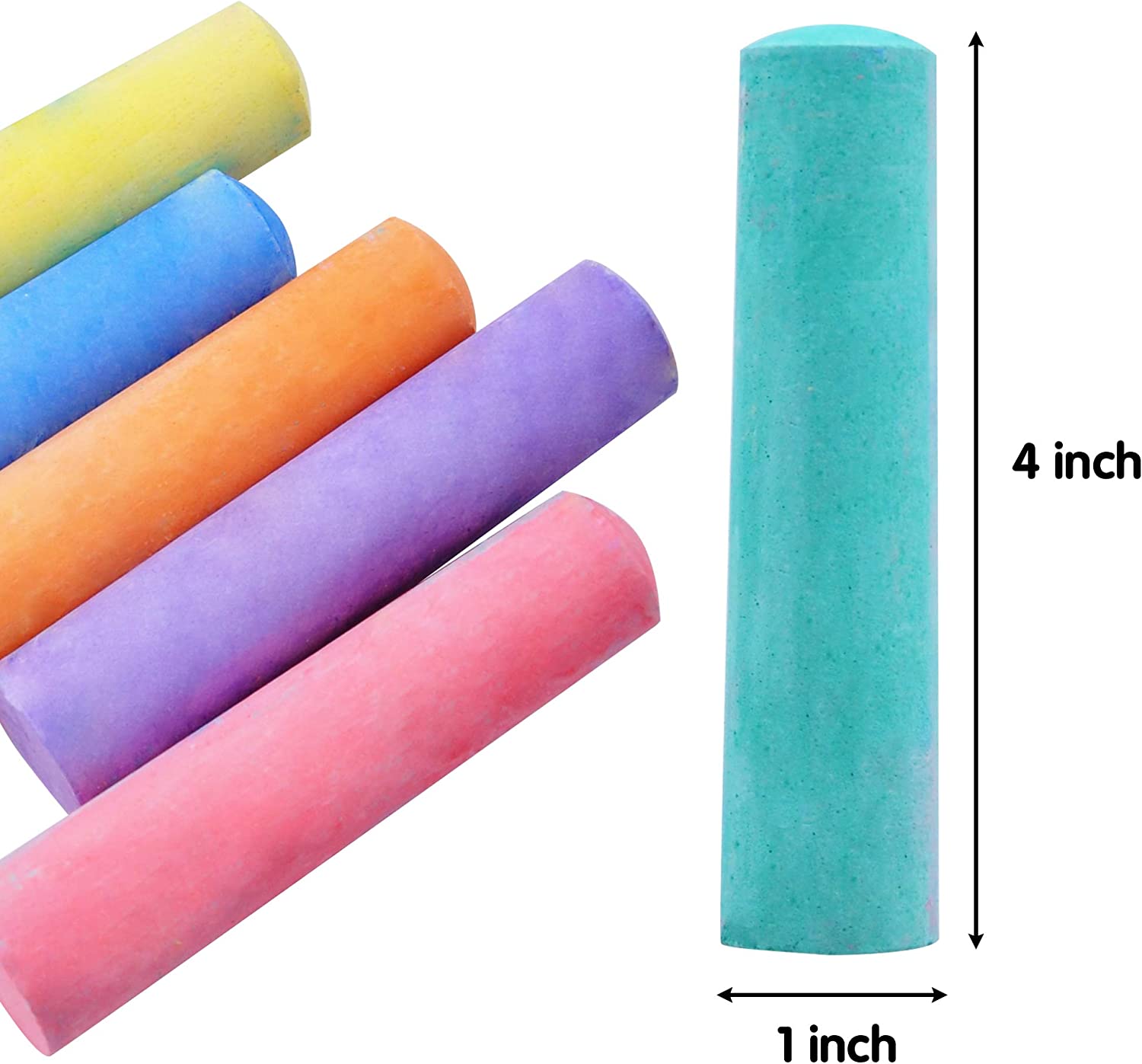 JOYIN 48 PCS Washable Sidewalk Chalk Play Set for Kids, Rounded Non-Toxic Jumbo Chalk Art Set for Outdoor Art Play, Painting on Chalkboard, Blackboard and Playground